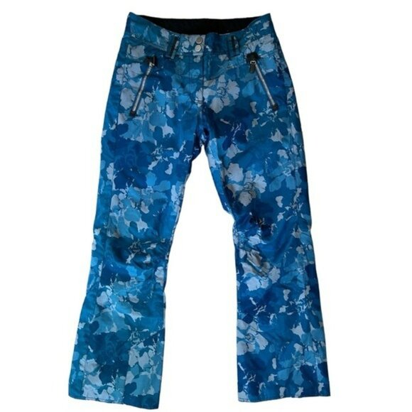 Obermeyer Blue Floral Insulated Ski Pants - Size 4 - Picture 1 of 4